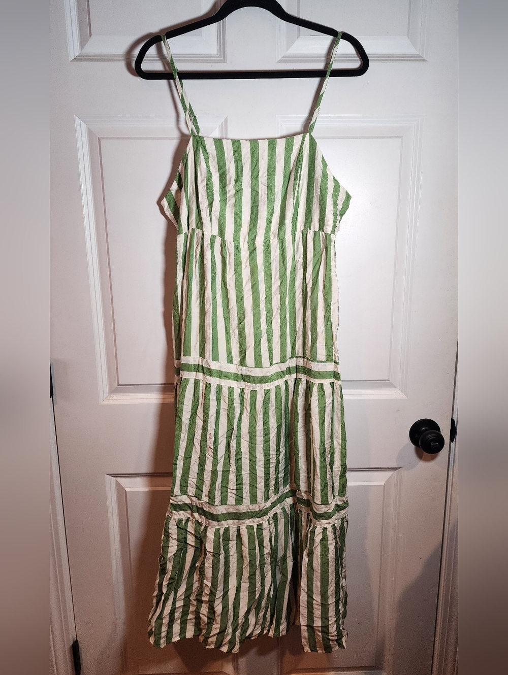 Shein Curve Green And White Striped Maxi Dress Adjustable Straps 1XL